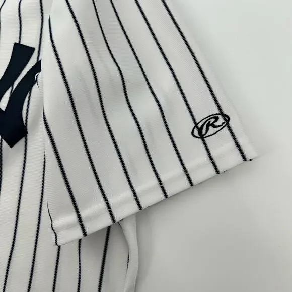 Vtg 90s Men's XL Rawlings New York Yankees Authentic White Pinstripe Jersey #00
